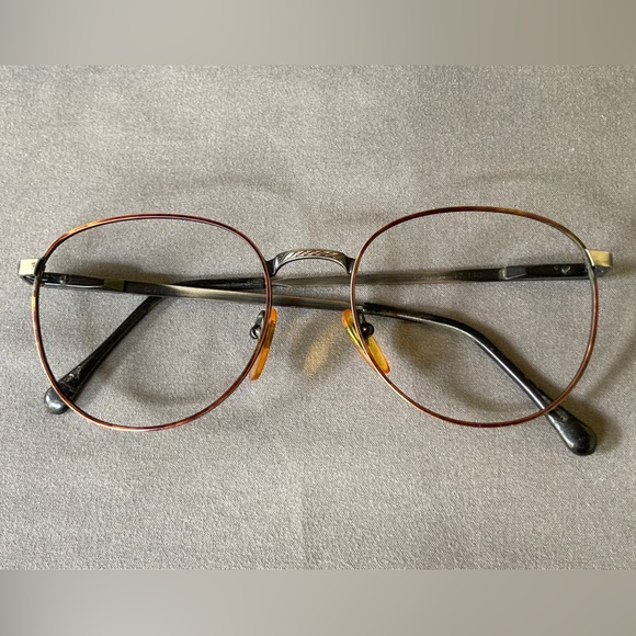 Vintage Geoffrey Beene Round Tortoise Gunmetal Eyeglass Frames 54-17-140 - Picture 2 of 9